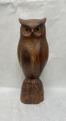 Great Horned Owl Carved Wood Figurine