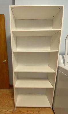 White Five Shelf Particleboard Bookcase | LOT TWO