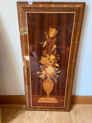 Vintage Flower Bouquet and Vase Marquetry/Wood Inlay Wall Art