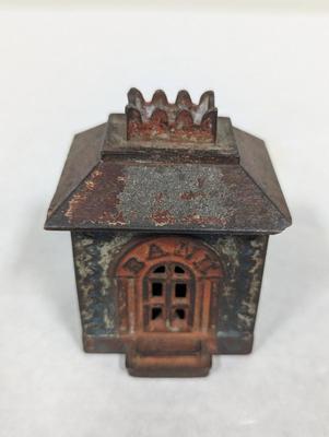 Antique Cast Iron Small Bank Building