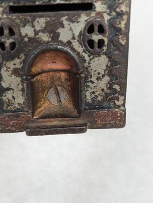Antique Cast Iron Small Bank Building