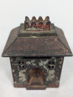Antique Cast Iron Small Bank Building