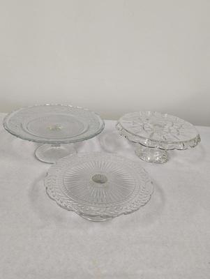 3 Glass Cake Stands (1) Gorham Lady Anne Footed
