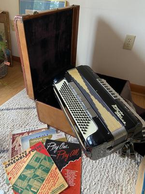 Vintage Lido Accordion and Music Books