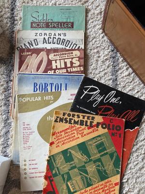 Vintage Lido Accordion and Music Books