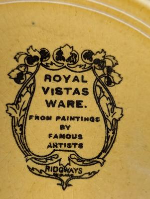 Vintage Ridgways Royal Vistas Ware Plates & Cups - Scene by Famous Artist