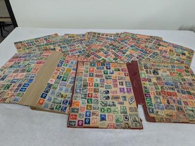 Vintage Stamps Attached To Craft Paper Stamps On Both Sides