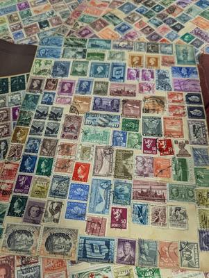 Vintage Stamps Attached To Craft Paper Stamps On Both Sides