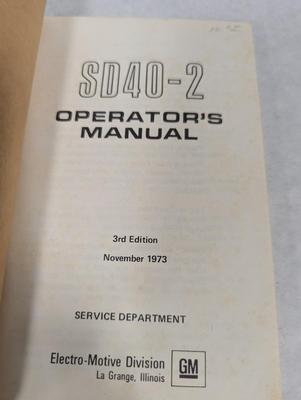 Vintage Train Operation Manuals GP38 - Model RS-3 - SD40-2