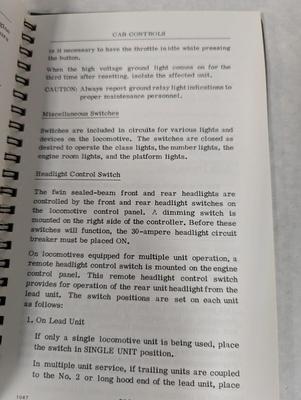 Vintage Train Operation Manuals GP38 - Model RS-3 - SD40-2