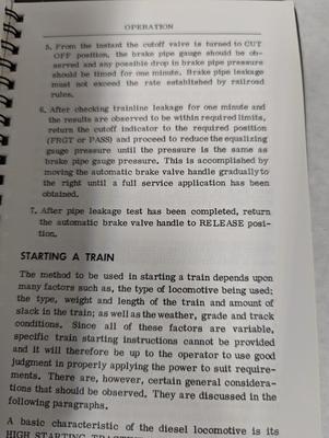 Vintage Train Operation Manuals GP38 - Model RS-3 - SD40-2