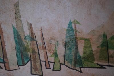 STELLAR 1969 SIGNED MCM STYLE WALL ART FRAMED / PAPER COLLAGE W/ WATERCOLOR