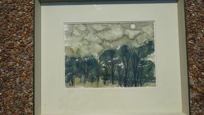 1966 ORIGINAL WATERCOLOR & INK ENTITLED"MOONLIGHT" /SIGNED , DATED MATTED AND FRAMED