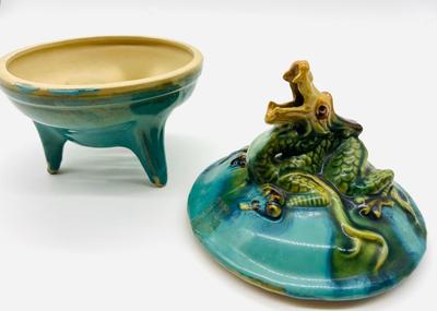 Vintage Dragon Footed Pottery Glazed Incense Burner