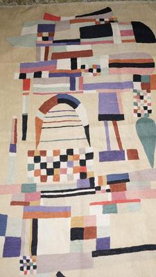 VINTAGE MCM FIBER /YARN COLORFUL GEOMETRIC WALL HANGING