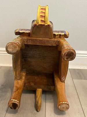 Indian Hand Carved Wooden Elephant Stool