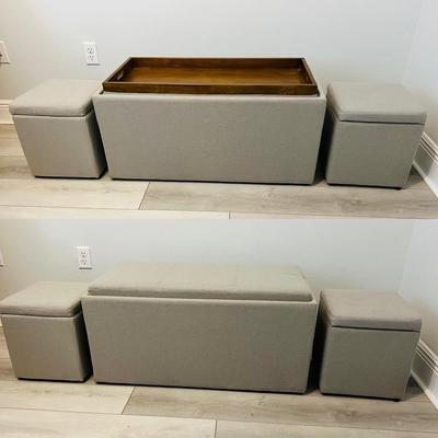 Storage Bench Turns Table ~ 3 Piece Set