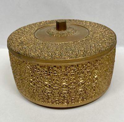 MCM Hollywood Regency Vintage Plastic Gold Filagree Box