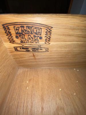 MCM RANCH OAK Six Drawer Dresser with Mirror