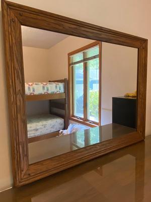 MCM RANCH OAK Six Drawer Dresser with Mirror