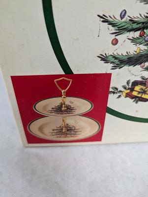 Spode Christmas Tree Double Tier Tray & Tidbit Tray