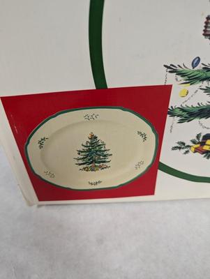Spode Christmas Tree 16" Oval Platter & Oval Fluted Dish