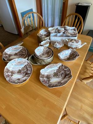 Vintage JOHNSON BROTHERS "Olde English Countryside" China Set, Service for Seven