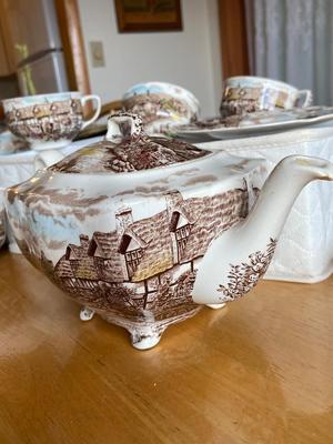 Vintage JOHNSON BROTHERS "Olde English Countryside" China Set, Service for Seven