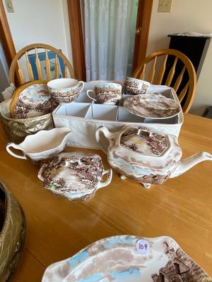Vintage JOHNSON BROTHERS "Olde English Countryside" China Set, Service for Seven