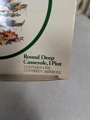 Spode Christmas Tree Napkins, Salt & Pepper Shakers, & Round Deep Casserole Dish 1 Pint
