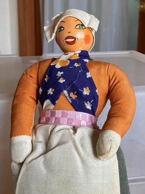 Antique WWII-Era Wooden Doll from France
