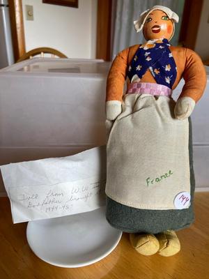Antique WWII-Era Wooden Doll from France