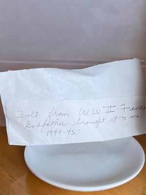 Antique WWII-Era Wooden Doll from France