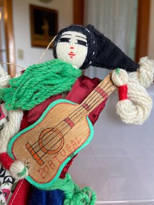 Vintage Folk Art Yarn and Fabric Dolls from Portugal