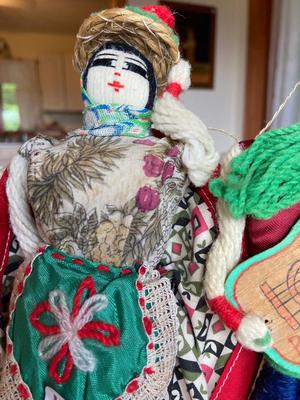 Vintage Folk Art Yarn and Fabric Dolls from Portugal