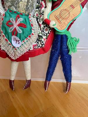 Vintage Folk Art Yarn and Fabric Dolls from Portugal