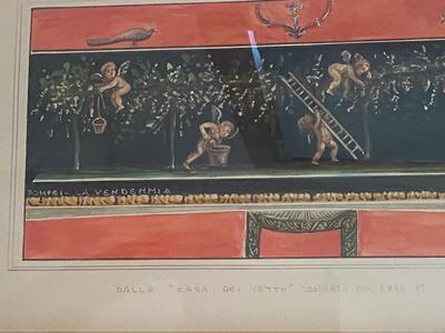 Framed Vintage Watercolor “Dalla 'Casa Dei Vettii’ Scoperia Nel 1894-95”, Signed Ciullo and Matted