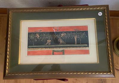 Framed Vintage Watercolor “Dalla 'Casa Dei Vettii’ Scoperia Nel 1894-95”, Signed Ciullo and Matted