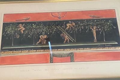 Framed Vintage Watercolor “Dalla 'Casa Dei Vettii’ Scoperia Nel 1894-95”, Signed Ciullo and Matted