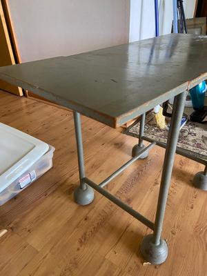 MCM Style Industrial Wood and Metal Table
