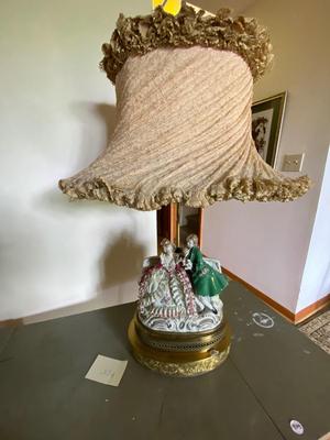 Vintage Handpainted Figural Lamp from. Japan