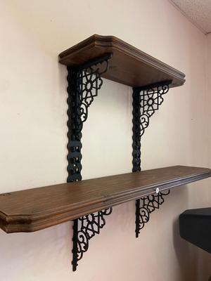 Vintage Wood and Metal Wall Shelf