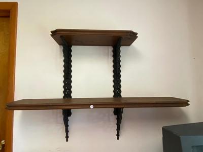 Vintage Wood and Metal Wall Shelf