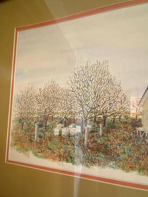 Framed Mixed Media Watercolor, Ink, and Pencil Landscape, Signed A, Wyneken