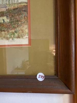 Framed Mixed Media Watercolor, Ink, and Pencil Landscape, Signed A, Wyneken