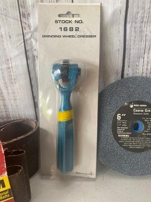 New 6”Grinder Wheel & 5-1/2 Cone Spindle Wheel Along with Belt Sander Sections