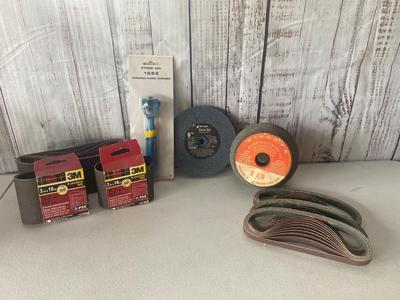 New 6”Grinder Wheel & 5-1/2 Cone Spindle Wheel Along with Belt Sander Sections
