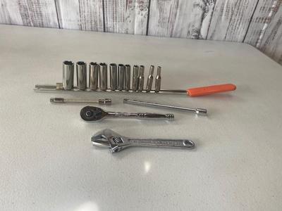 1/4”Drive Deep Craftsman Metric Sockets, Pittsburg Ratchet, Adjustable Wrench and Extension's