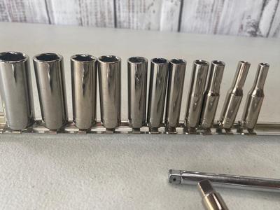 1/4”Drive Deep Craftsman Metric Sockets, Pittsburg Ratchet, Adjustable Wrench and Extension's