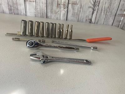 1/4”Drive Deep Craftsman Metric Sockets, Pittsburg Ratchet, Adjustable Wrench and Extension's
